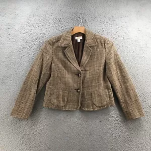 Talbots Blazer Damen 14 Beige Tweed Langarm Knopfleiste Freizeit Kragen - Bild 1 von 15
