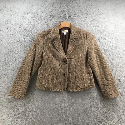 Blazer Talbots Mujer 14 Beige Tweed Manga Larga Botón Delantero Informal Cuello Foto 1 de 4