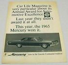 1965 Print Ad Mercury 4-Door Car Life Magazine Award Winner