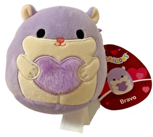 BRAVO Squishmallows 4" Valentines Hamster Fuzzy Heart Plush NWT - Picture 1 of 2