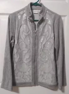 ZENERGY by Chico's Sequin Paneled Jacket Heather Gray, Size 1, EUC - Picture 1 of 6