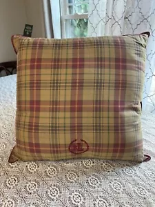 EUC VTG Ralph Lauren Throw Pillow Tartan Plaid Square 25” Monogram Cotton USA - Picture 1 of 7