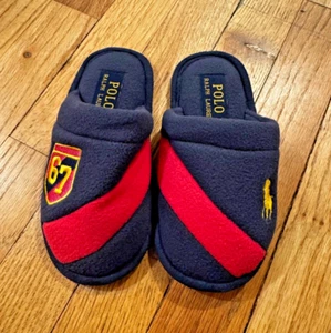 Polo Ralph Lauren Youth slippers slip on slides house shoes Blue Pink 12 Pony - Picture 1 of 6