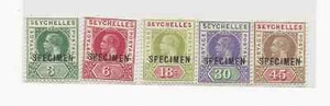SEYCHELLES ESPECÍMENES 1912 SCOTT #'s 64,65,68,69,79 MNH ENVÍO MUNDIAL GRATUITO - Imagen 1 de 2