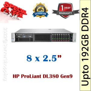 HP DL380 Gen9 upto 36-CORES Server Xeon E5-2699v3 96GB 128GB 192GB DDR4 8SFF - Picture 1 of 7