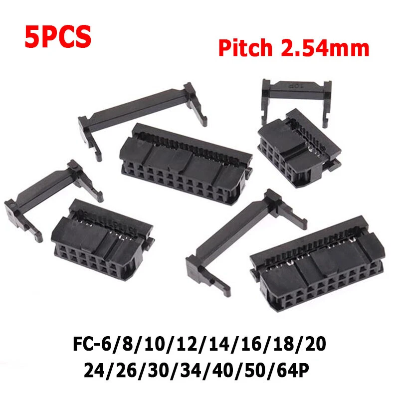 5Pcs FC-6/8/10/12/14/16/20~64Pin Crimping Head 2.54mm Pitch IDC Socket Connector - Image 1 of 4