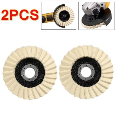 2x 5" Wool Felt Flap Disc Metal working Polishing Buffing Wheel Angle Grinder - Image 1 of 4