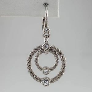Judith Ripka Plata de Ley Double-Circle Pendientes Con / Circonita Cúbica Simple - Imagen 1 de 7