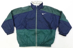 Rare VTG NIKE Swoosh Color Block Full Zip Track Jacket 90s Green Blue Youth SZ M - Picture 1 of 16