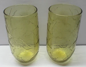 Anchor Hocking Amber Drinking Glasses Embossed Leaves 16 Oz. Set of 2 - Picture 1 of 5