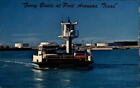 Port Aransas Texas auto passenger ferry boat unused vintage postcard