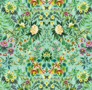 DESIGNERS GUILD CURTAIN FABRIC DESIGN Ikebana Damask 2 METRES AQUA COTTON - Picture 1 of 8