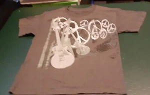 Boys top shirt SS short sleeve T-shirt Peace Love Guitar Helix M Medium cotton - Picture 1 of 4