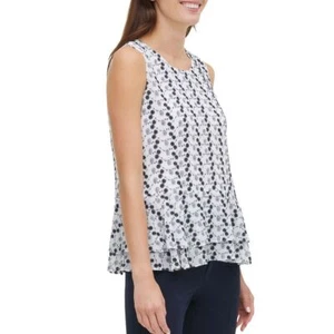TOMMY HILFIGER Para mujer Bordada Volantes Sin mangas Blusa Camisa Prenda para el torso M TEDO - Imagen 1 de 3
