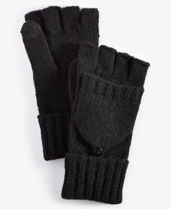 On 34th Women's Wide-Ribbed Pop Top Gloves Mittens Black One Size - Picture 1 of 4