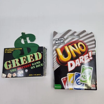 Uno Dare Card Game 2013 Has 1 Damaged Card Greed Dice Game Pre-owned - Image 1 of 4