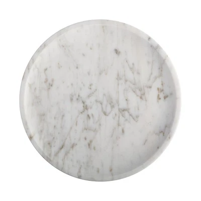 Greek Natural Marble Tray for Bathroom Countertop, 9.8" Diam Round Marble Tra... - Image 1 of 4