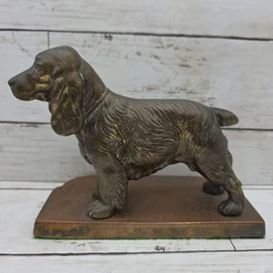 Sujetalibros de latón Art Deco MCM Frankart Inc Cocker Spaniel 1930 de colección - Imagen 1 de 14