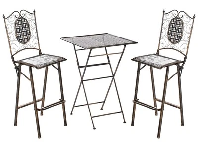 Gartenmöbel Bartisch Set 3-teilig Metall schwarz klappbar romantisch Bormio - Bild 1 von 4