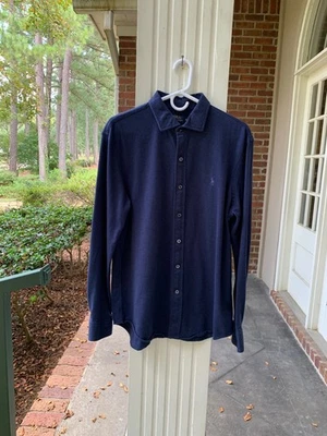 Camisa de vestir Polo Ralph Lauren para hombre azul marino tejido de algodón talla XL clásica suave preppy Foto 1 de 4