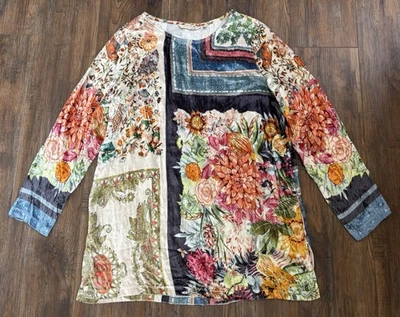Top túnica de terciopelo Ashbury Soft Surroundings floral romántico boho retazos mediano Foto 1 de 4