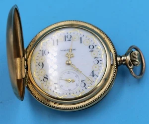 ANTIKE WALTHAM HUNTER CASE TASCHENUHR - SEASIDE - 15 JEWELS, AUSGEFALLENES ZIFFERBLATT/GEHÄUSE - Bild 1 von 1