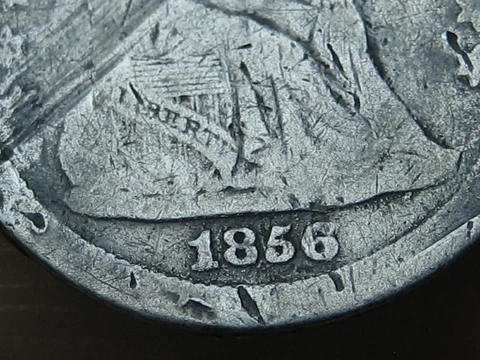 1856 P Seated Liberty Silver Dime- Philadelphia, Small Date, Good/VG Details Cover