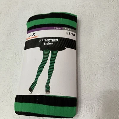 Medias Mujer Talla Única Celebrate Verde y Negro NUEVAS Foto 1 de 2