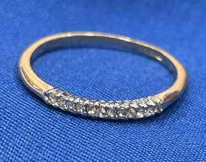 18k Gold Electroplated Stamped Ring With Cubic Zirconia Size 7.75