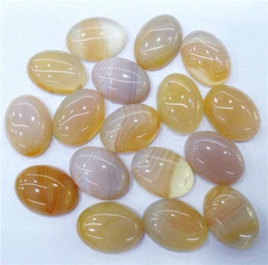10 piezas 18x13x5mm Natural Marrón Claro Rayas Ónix Ágata Ovalado Cabujón HH7170 - Imagen 1 de 2
