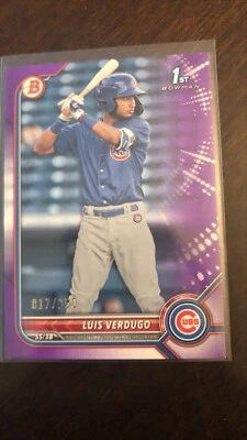 2022 Bowman - Luis Verdugo 1st Bowman  Purple #144/250 No. BP-147 Chicago Cubs - Image 1 of 2