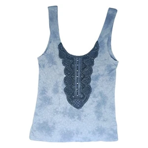 Camiseta sin mangas Free People para mujer Tie Dye gris brillante bordado encaje S - Imagen 1 de 8