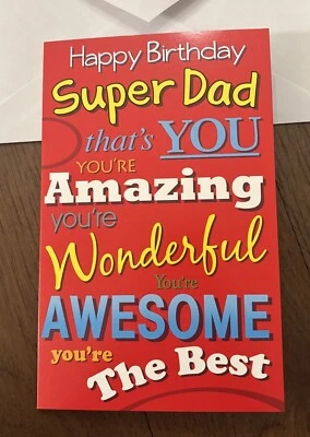 Birthday Super Dad Amazing Awesome The Best 5”x7.75" Stockwell Greeting Card - Image 1 of 4
