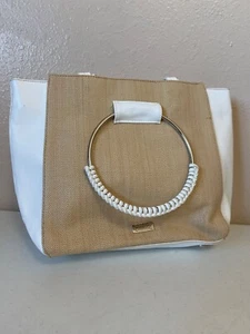 Bolso de Mano Carlos Santana Tejido Cuero Blanco Tostado - Imagen 1 de 9