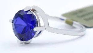 GENUINE 3.85 Cts BLUE SAPPHIRE RING 10K SOLID GOLD - Free Appraisal Service -NWT - Picture 1 of 6