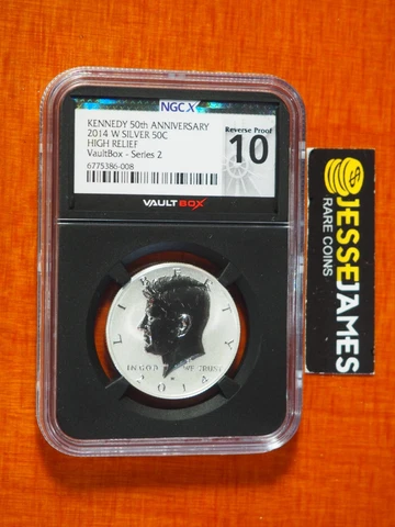 2014 W REVERSE PROOF SILVER KENNEDY HALF DOLLAR NGC NGCX 10 VAULTBOX SERIES 2 Cover