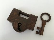 Old Vintage Iron Padlock Key Nice Decorative Shape Barbed Spring Collectible