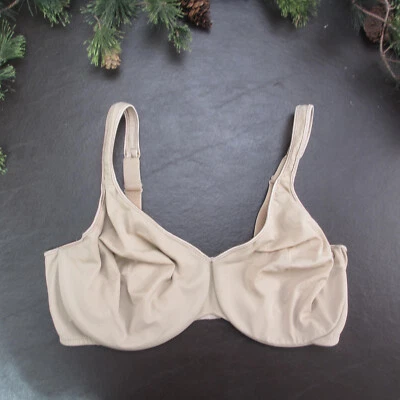 Hanes Bra 38DD Tan Unlined Underwire Adjustable Clasp Back - Image 1 of 4