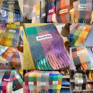 Unisex Acne Studios Schal Schals Tartan Wrap Rainbow Wool Winter Pashmina Schal