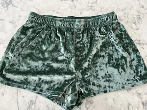 Victoria’s Secret PINK Crushed Velvet Sleep Shorts Green Pajama Shorts Size S - Picture 1 of 9