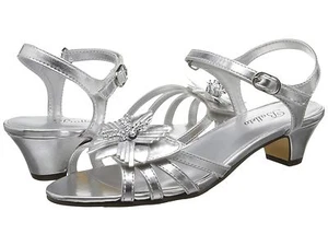 Silver Strap Sandals with 1 1/4 inch heels Balleto YOUTH Girls Size 6 - Picture 1 of 5