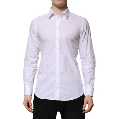 DOLCE & GABBANA рубашка белый хлопок золото длинные рукава платье 42/US16.5/XL 330usd - Изображение 1 из 4