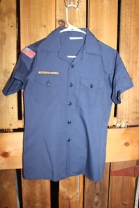 Boy Scouts of America BSA Youth Shirt Large Blue Cub Plain - Picture 1 of 3