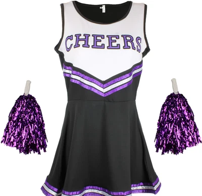 Черлидер карнавальный костюм наряд униформа средней школы музыкальный костюм с помпонами - Изображение 1 из 3