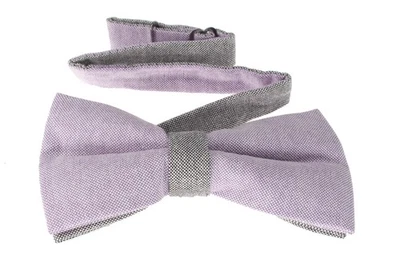 Men’s Lavender Linen Bow Tie Pre-Tied Adjustable Gray Center Formal Wedding - Image 1 of 2