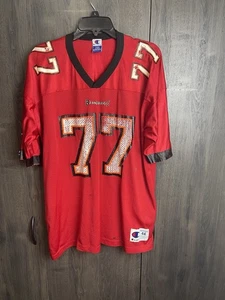 Vintage NFL Tampa Bay Buccaneers Brad Culpepper #77 Jersey Size 44 Champion Red - Picture 1 of 10