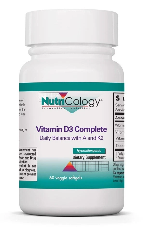 Nutricology Vitamina D3 Equilibrio Diario Completo con A y K2 60 Cápsulas Blandas Foto 1 de 1