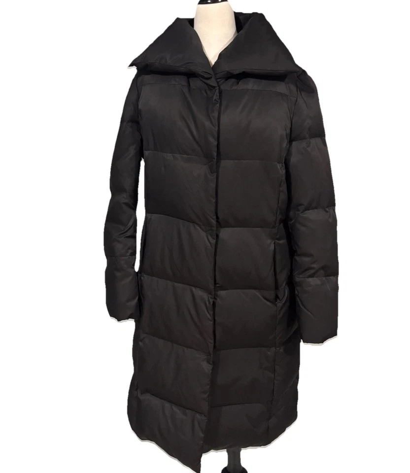 Abrigo chaqueta larga de plumón para mujer KENNETH COLE forrado acolchado con cremallera negro L Foto 1 de 4