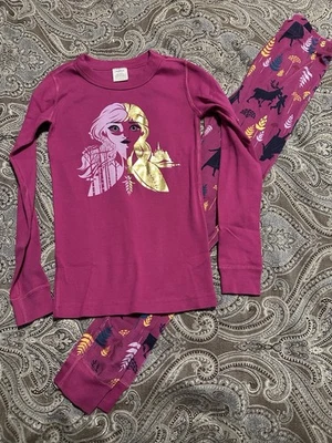 Hanna Andersson/Disney Frozen Fuchsia /Blue Organic Cotton PJ-130cm Size 8 - Image 1 of 4