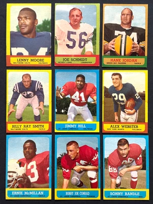 Vintage 1963 Topps Football Lot x9 Lenny Moore Joe Schmidt Hank Jordan HOF EX-NM - Image 1 of 2